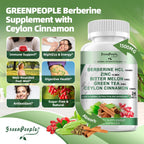 Greenpeople Berberine 120 capsules bottle side view