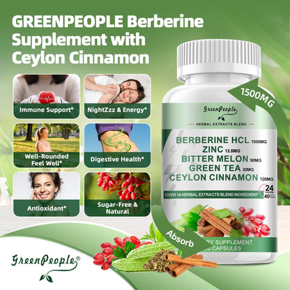 Greenpeople Berberine 120 capsules bottle side view