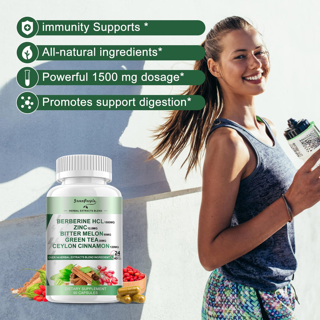 Close up of Greenpeople Berberine packaging and ingredients