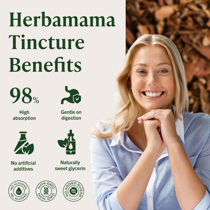 Vegan liquid drops dropper top mechanism of HERBAMAMA tincture