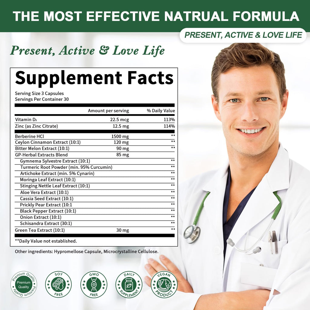 Greenpeople Berberine supplement bottle with herbal ingredients