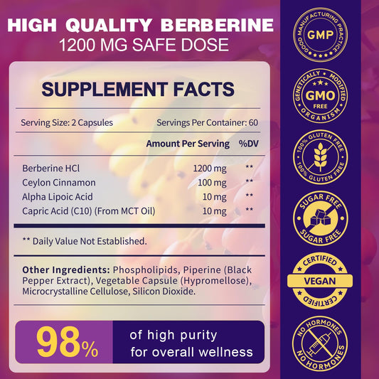 Zebora Berberine HCL supplement facts label