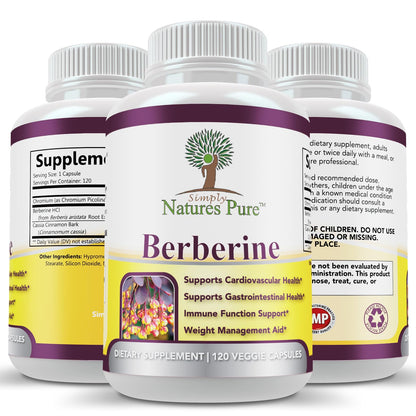 Simply Natures Pure Berberine 500mg ingredients and dosage info
