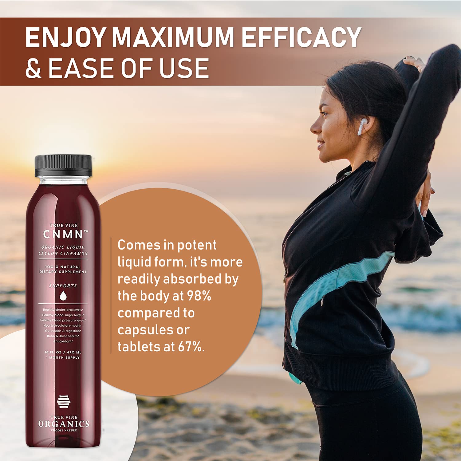 True Vine liquid cinnamon supplement bottle packaging