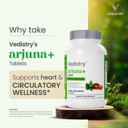 Ayurvedic heart supplement tablets with 1100mg arjuna extract ingredient list