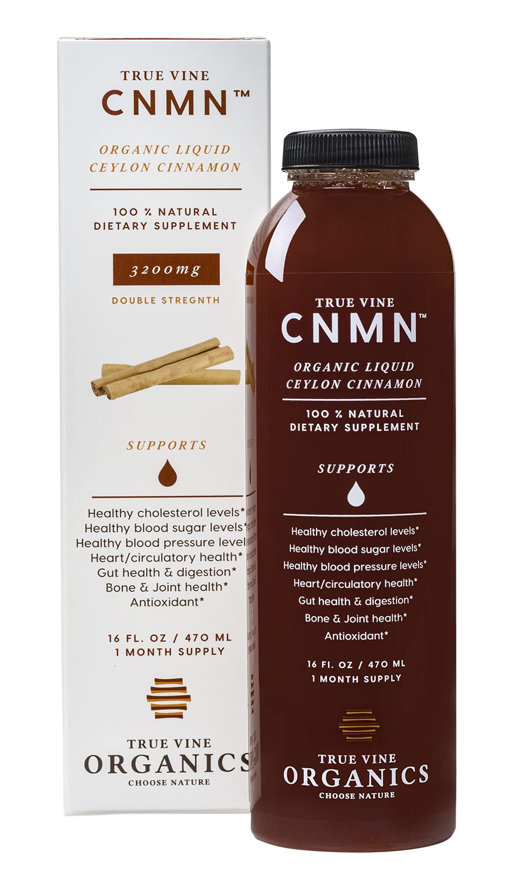 True Vine Organics Ceylon cinnamon bottle side view