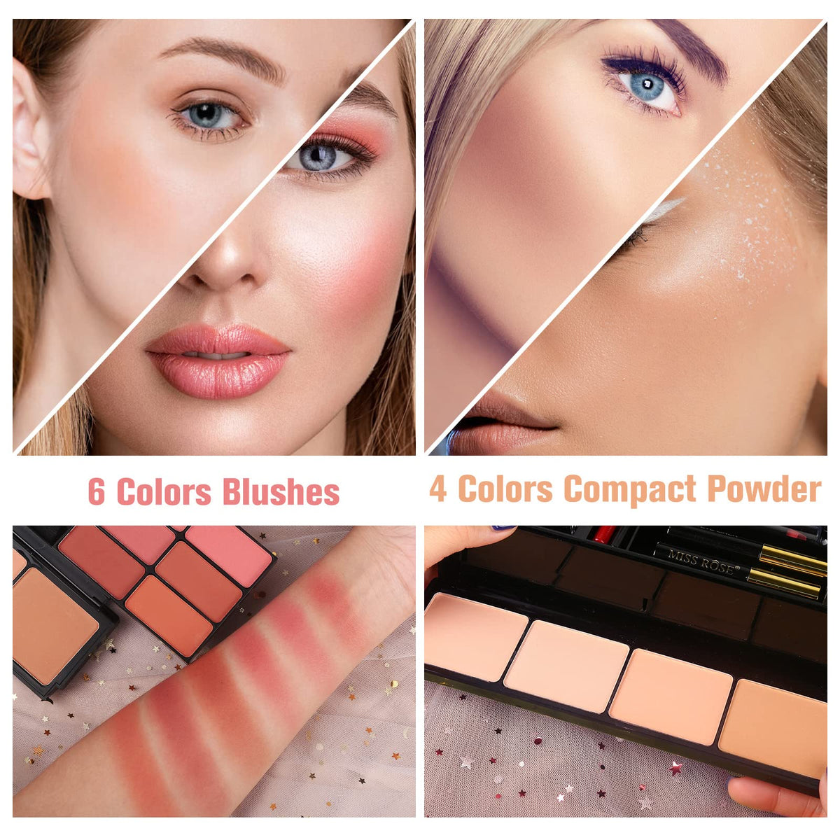 Close up of 58 color Morneca cosmetic gift set