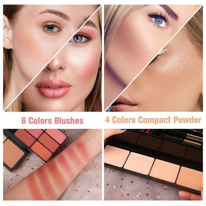 Close up of 58 color Morneca cosmetic gift set