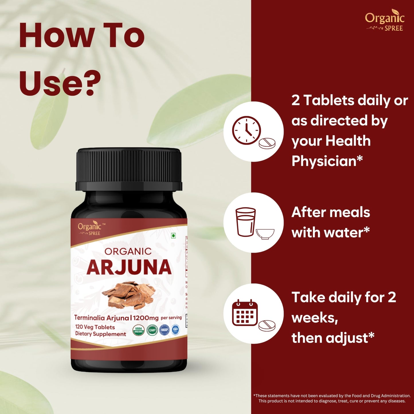 Close up of imported Organic Spree Arjuna dietary supplement for blood pressure management