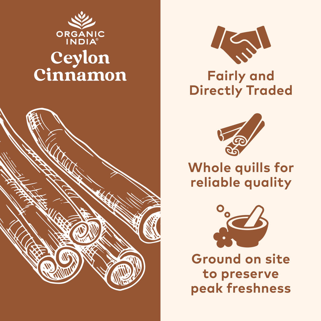 Organic India True Cinnamon bottle label details