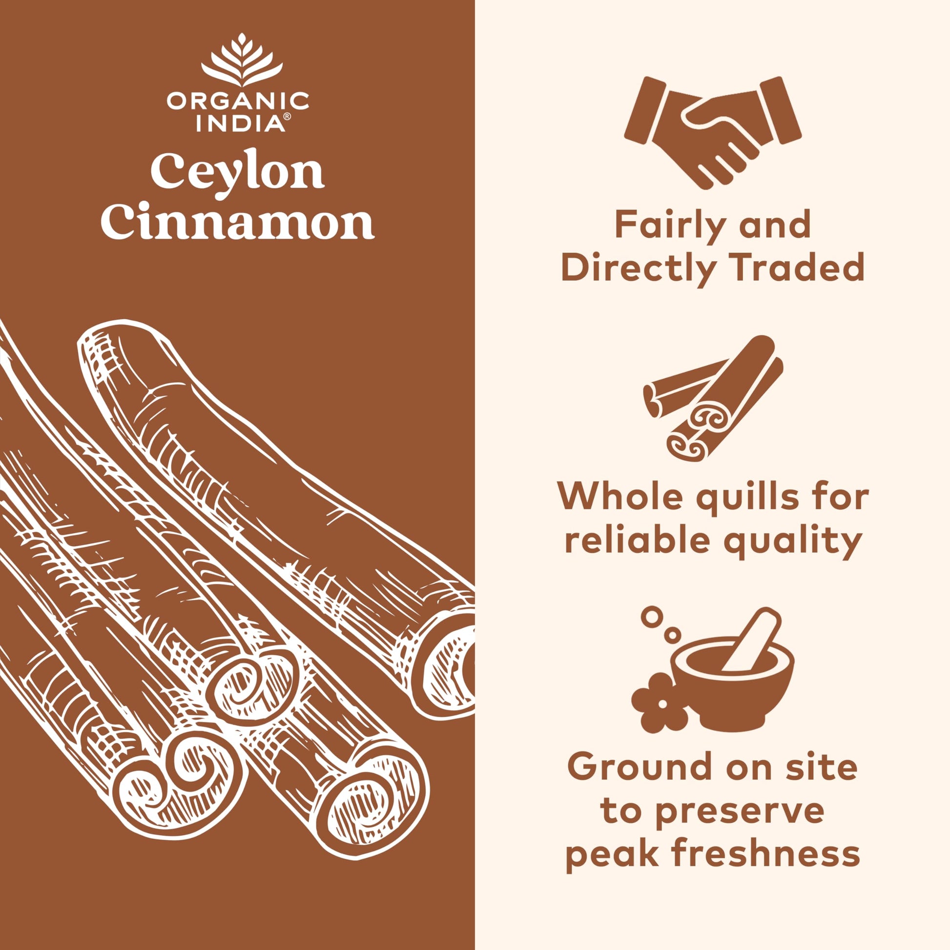 Organic India True Cinnamon bottle label details