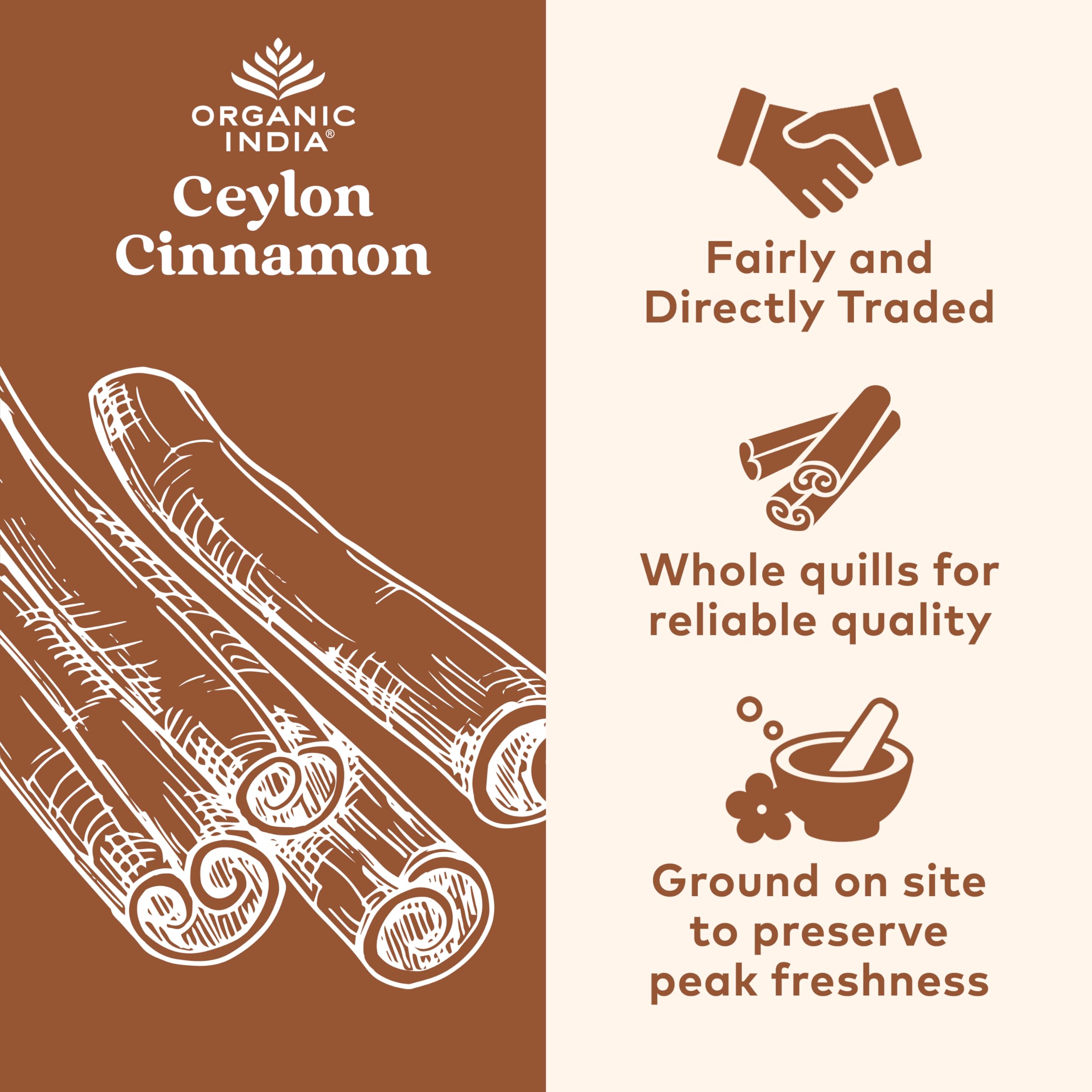 Organic India True Cinnamon bottle label details