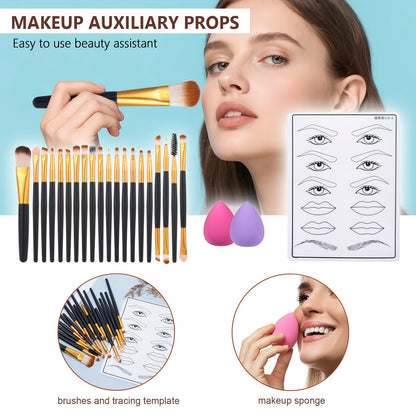 TooAemiS waterproof makeup items featuring the eyebrow pencil, mascara, and winged eyeliner stamp.