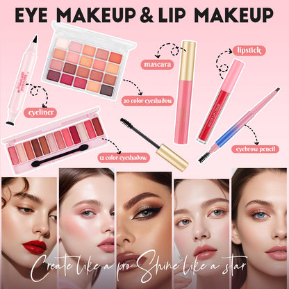 VESPRO makeup gift set showcasing the selection of lipsticks and high shine lip gloss colors