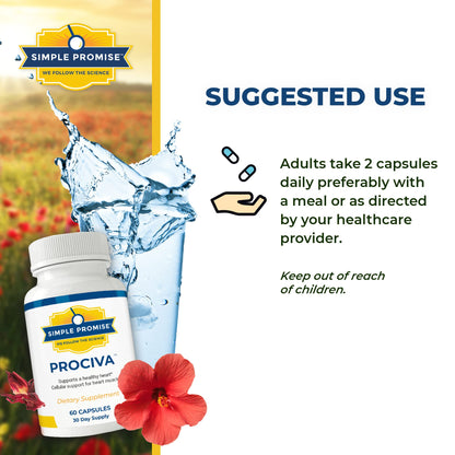 Prociva heart health supplement by Simple Promise featuring 60 capsules for a complete thirty day supply.