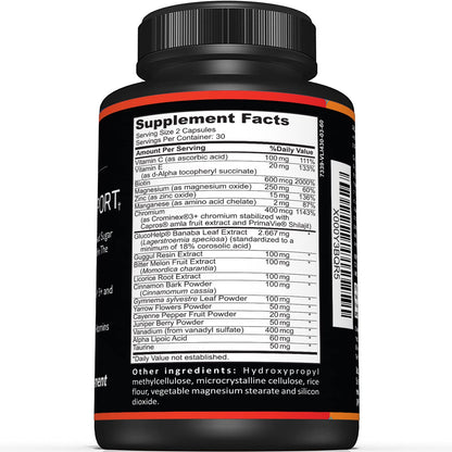 Sunergetic blood sugar supplement bottle ingredients label