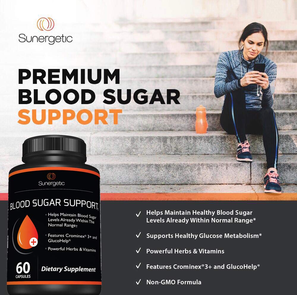 Sunergetic premium blood sugar support 60 count bottle
