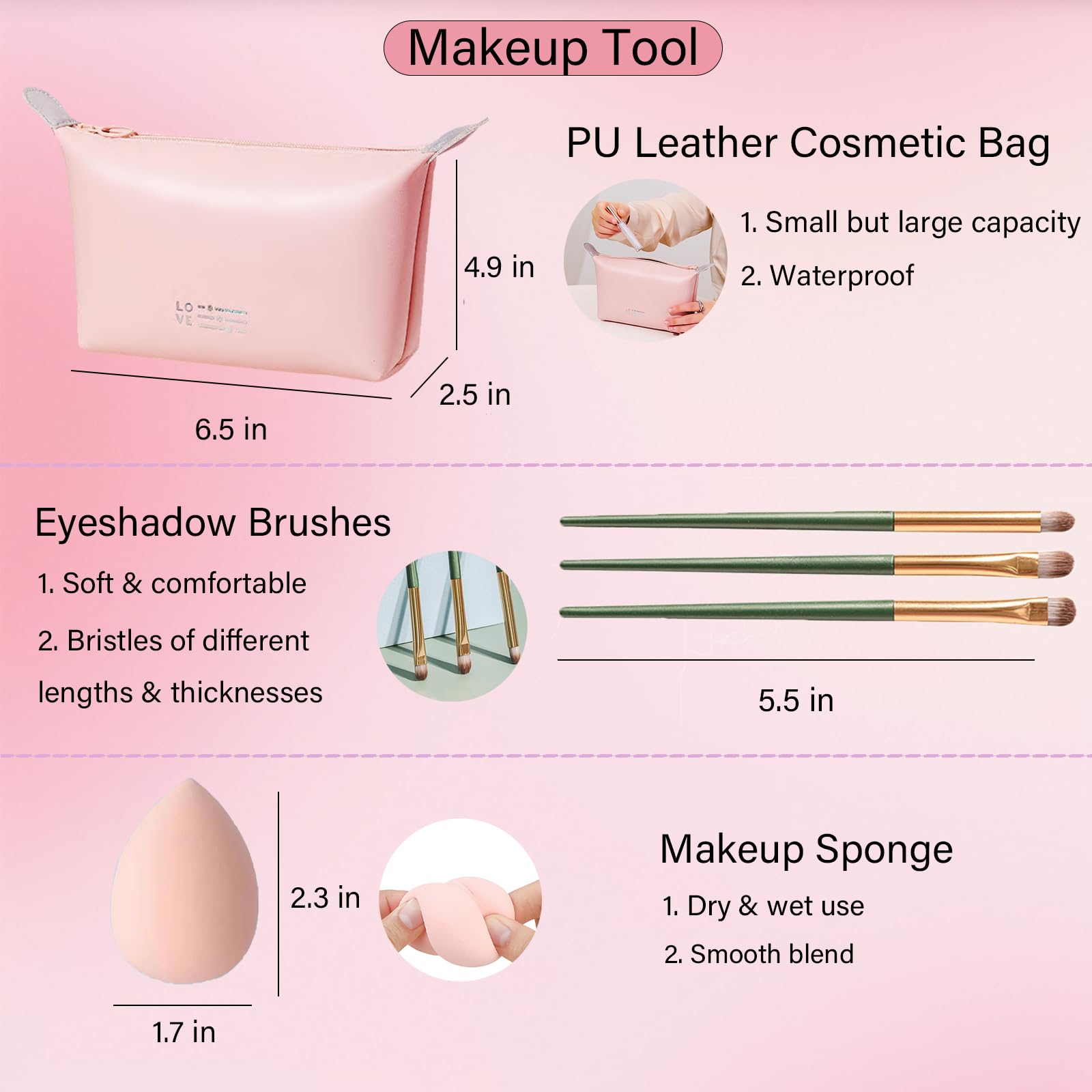 Two high shine lip gloss tubes with applicators next to the eye makeup tools