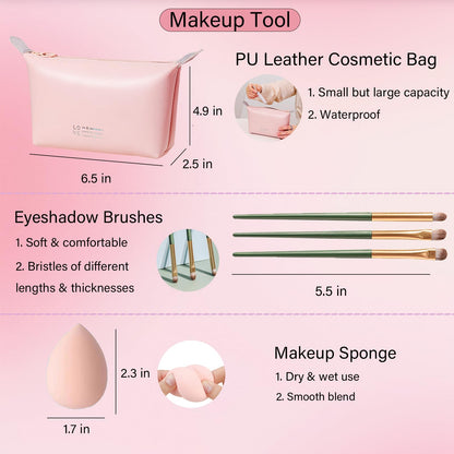 Two high shine lip gloss tubes with applicators next to the eye makeup tools