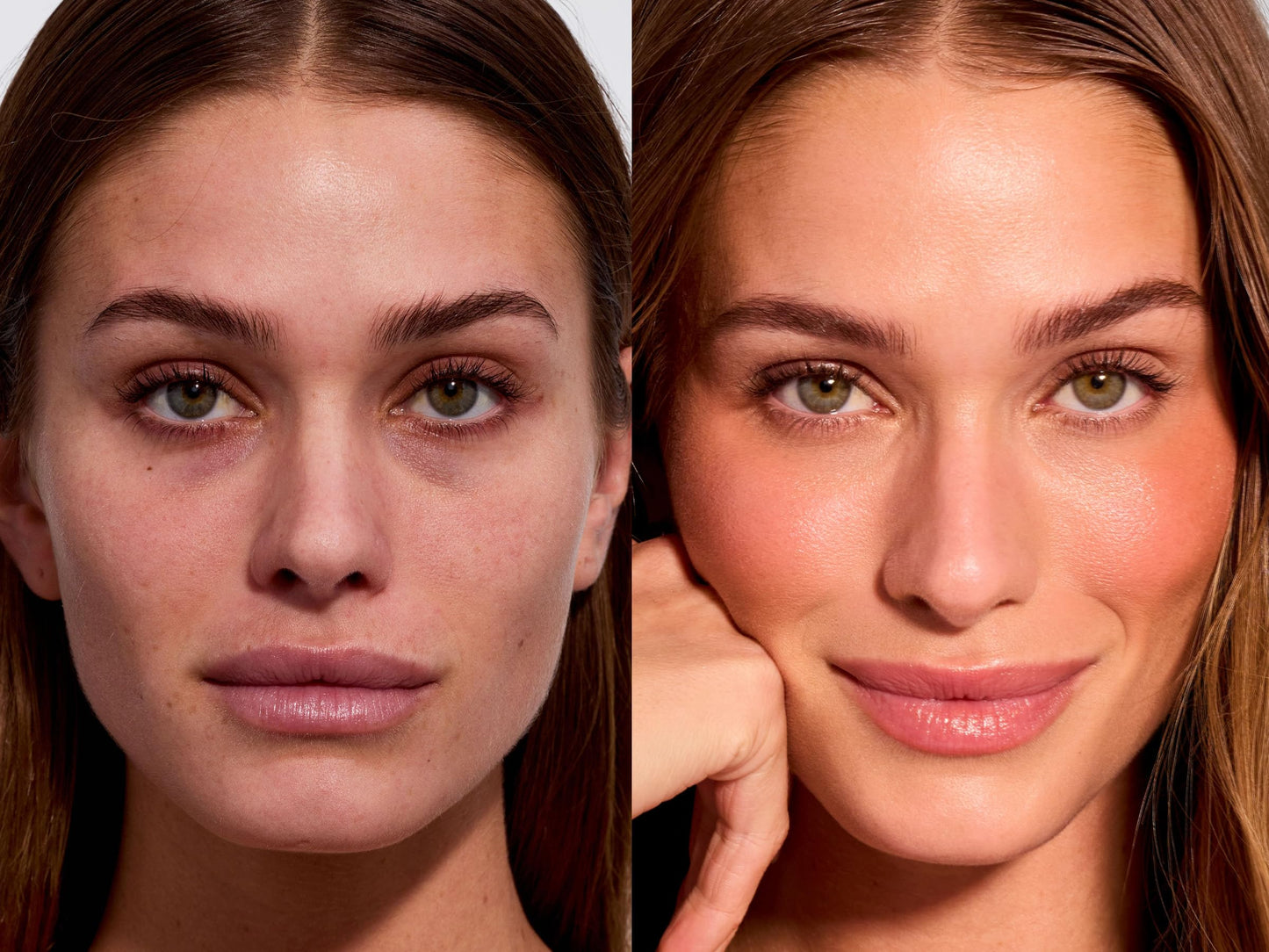 EarthsCure peach rose blush stick applied on skin for a buildable radiant flush