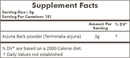 Herbal Hills imported Terminalia Arjuna bark standardized 16 Ounce herbal supplement.