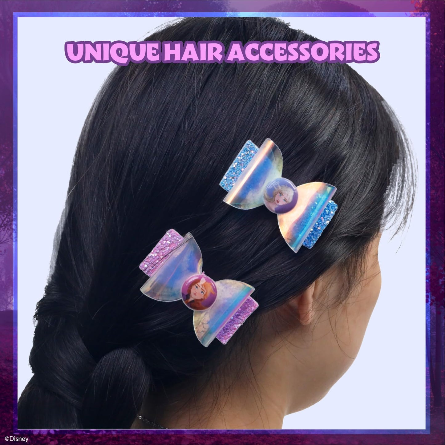 Townley Girl Frozen glitter snap hair clips and handheld mirror accessory