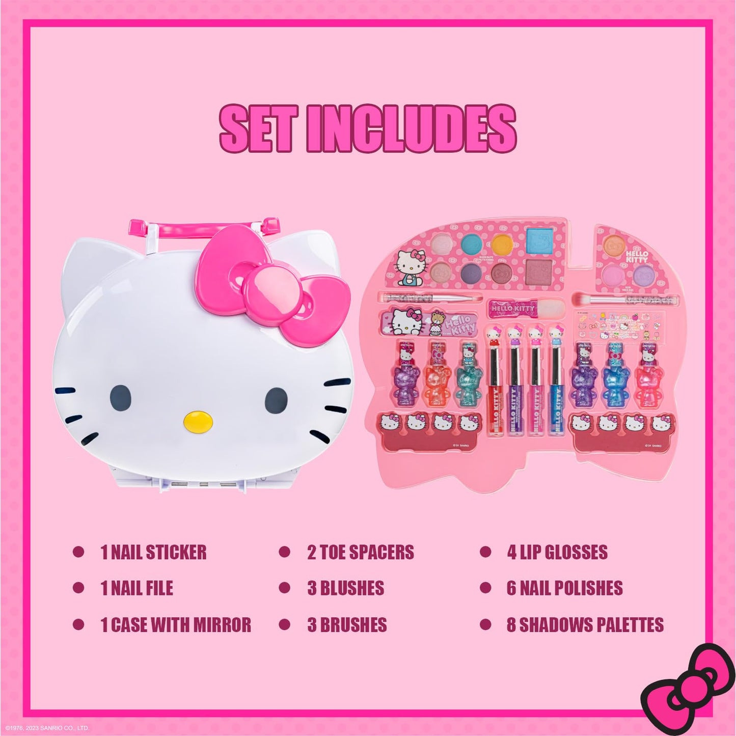 Townley Girl children cosmetics kit opened with glowing LED mirror and accessories