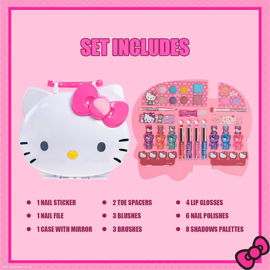 Townley Girl children cosmetics kit opened with glowing LED mirror and accessories