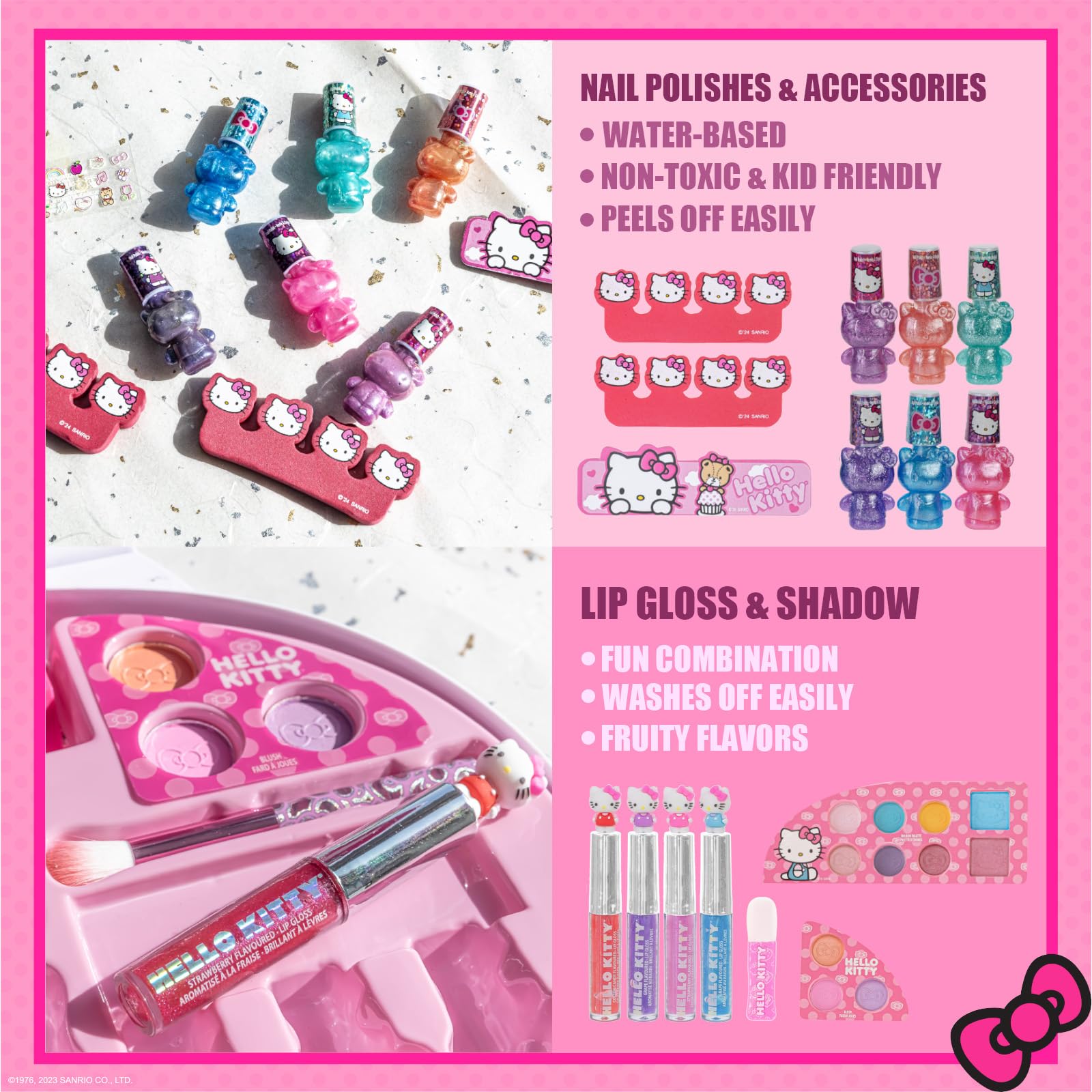 Kid safe non toxic girls makeup set with peelable nail polish shades