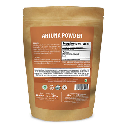 Herbsforever Arjuna Powder 16 ounce supplement facts side panel