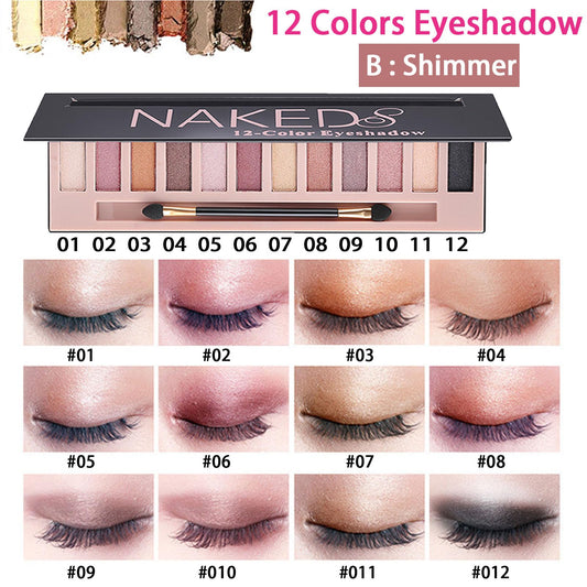 Geyomi full face cosmetic set showcasing the twelve color eyeshadow palette shades.