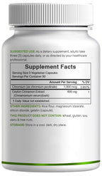 Back label of Deal Supplement Ceylon Cinnamon showing ingredients