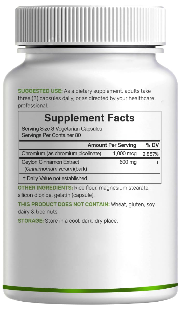 Back label of Deal Supplement Ceylon Cinnamon showing ingredients