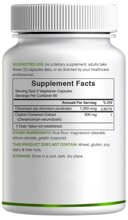 Back label of Deal Supplement Ceylon Cinnamon showing ingredients