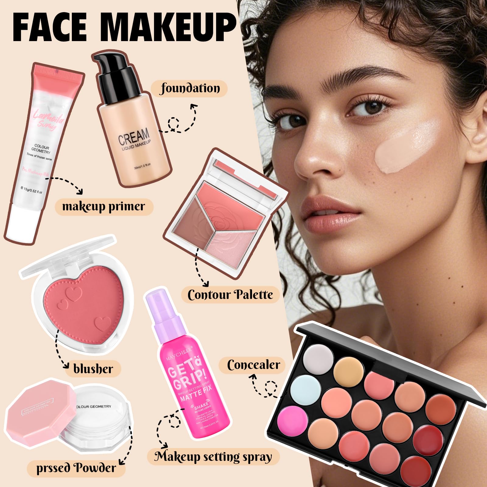 VESPRO premium synthetic makeup brushes included in the beginner beauty bundle.