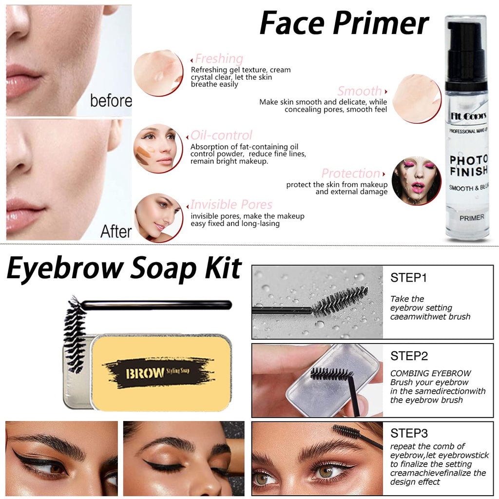 Geyomi professional makeup set showing close up details of matte and shimmer shadows.