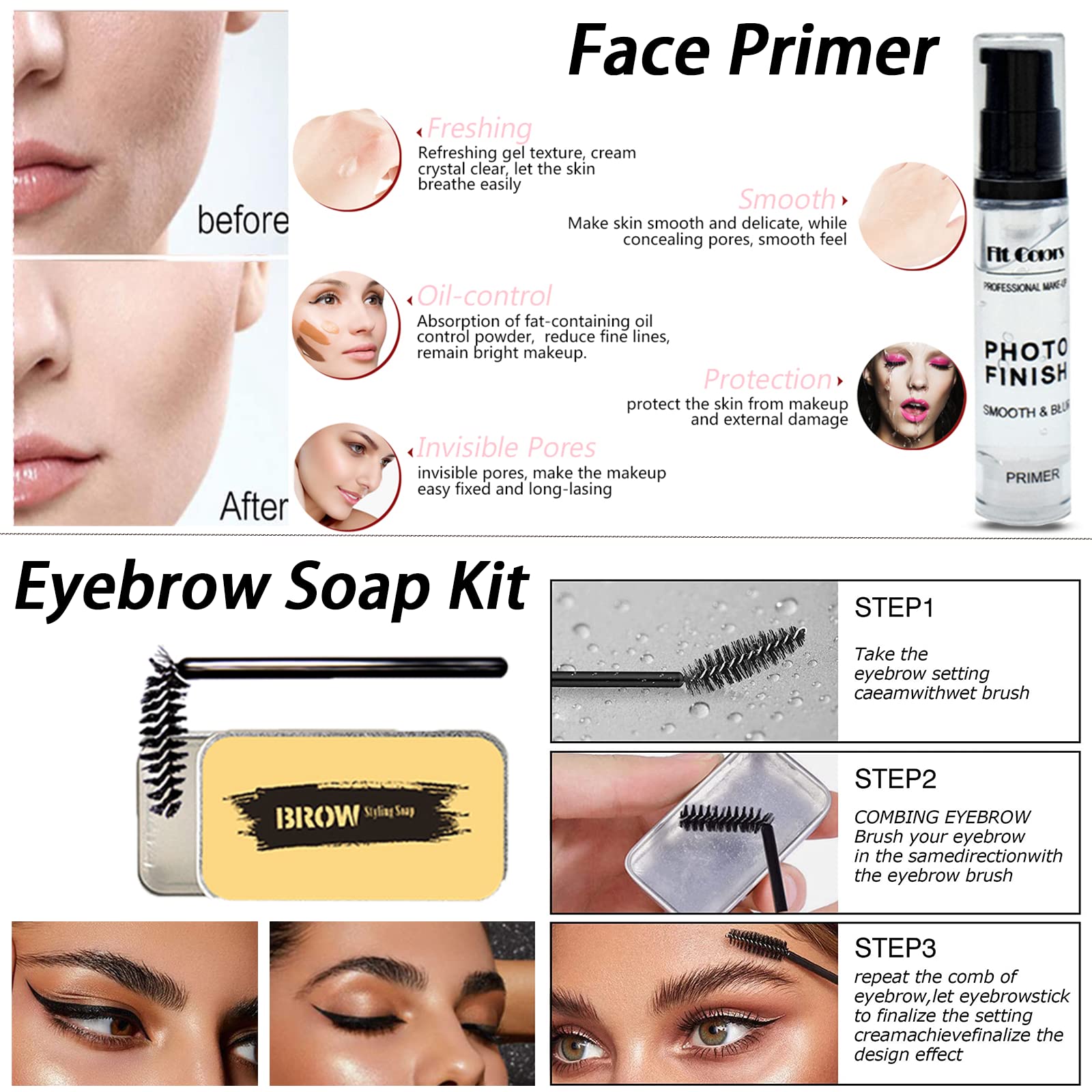 Geyomi professional makeup set showing close up details of matte and shimmer shadows.