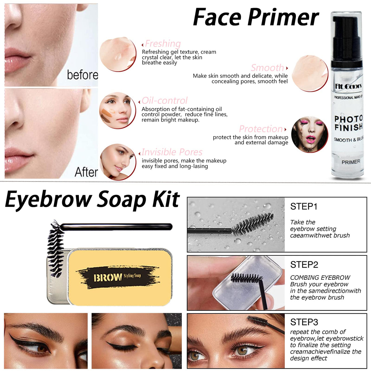 Geyomi professional makeup set showing close up details of matte and shimmer shadows.