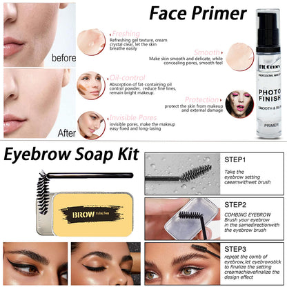 Geyomi professional makeup set showing close up details of matte and shimmer shadows.