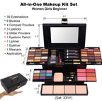Miss Rose all-in-one makeup kit showing close up of 39 eyeshadow shades.