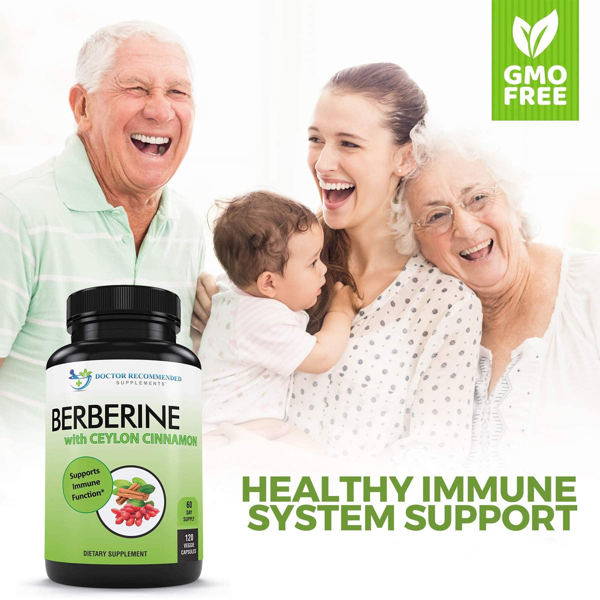 Doctor Recommended Supplements 120 veggie capsules bottle side profile