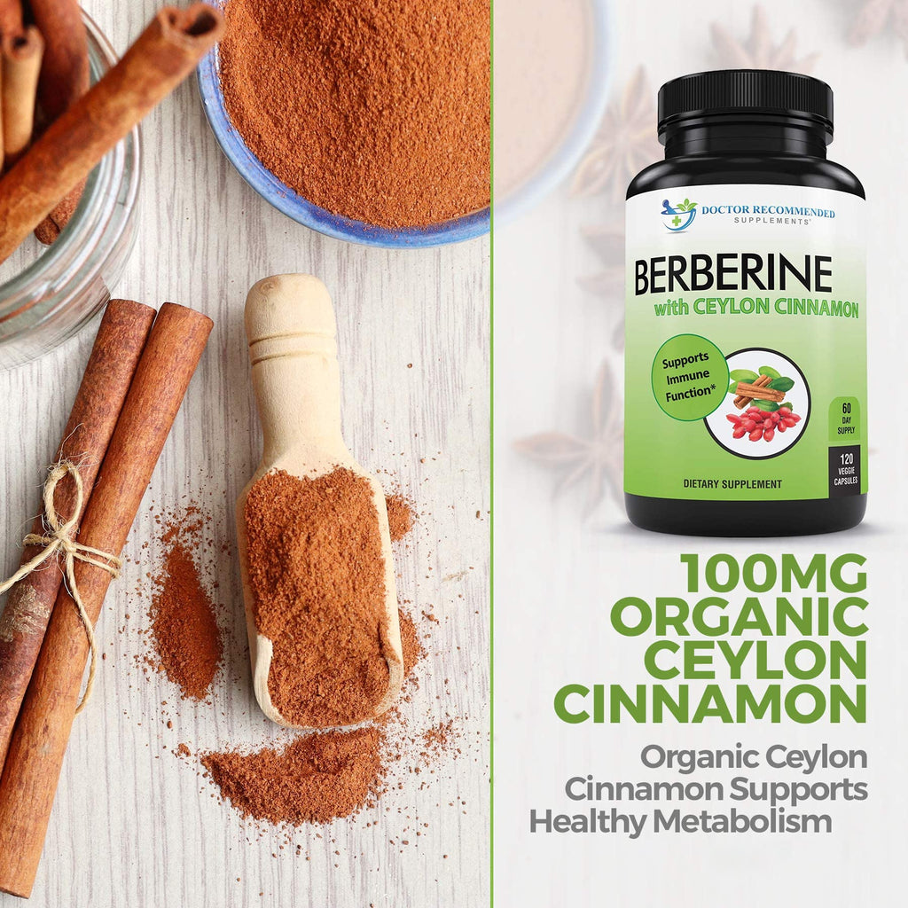 Authentic USA imported Berberine with Organic Ceylon Cinnamon bottle