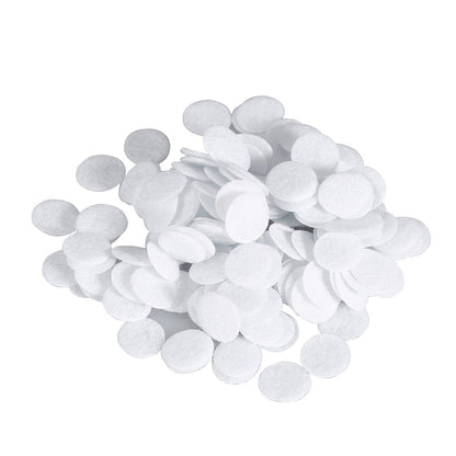 Bulk packaging of 100 pieces eco friendly cotton filter replacements for salon dermabrasion equipment.