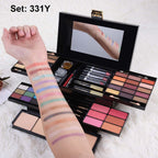 Miss Rose pigmented waterproof eyeshadow and face powder palette swatches.