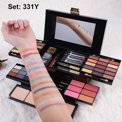 Miss Rose pigmented waterproof eyeshadow and face powder palette swatches.