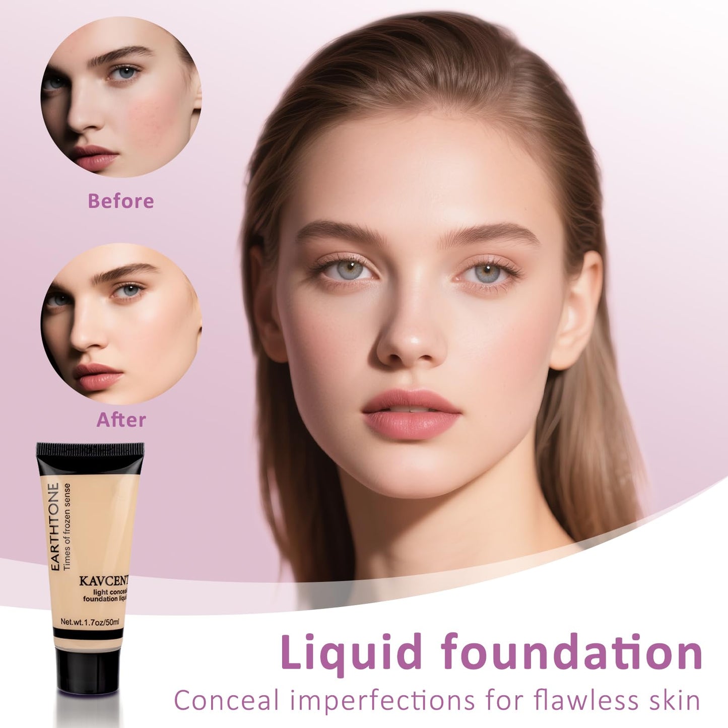 KAVCENT full face liquid foundation and concealer bottles