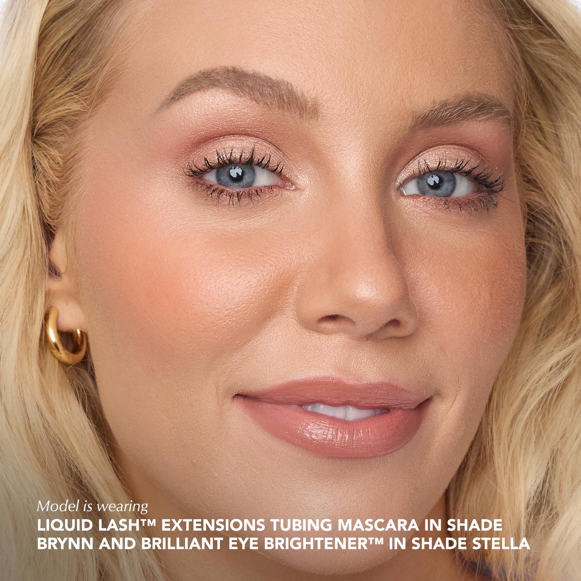 Close up of the unique tubing mascara brush head applicator for lash extension effect