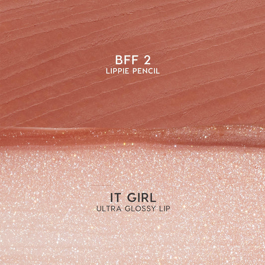 ColourPop Lippie Pencil in BFF 2 and Ultra Glossy Lip in It Girl open product shot