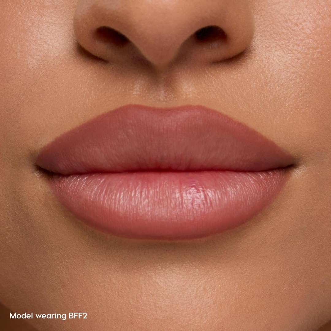 Shimmery nude lip combo swatches of BFF 2 and It Girl on medium skin tone
