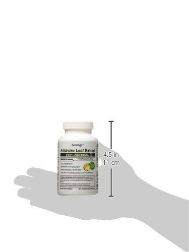 Superior Labs Artichoke Leaf dietary supplement standing upright on a clean surface showcasing product dimensions.